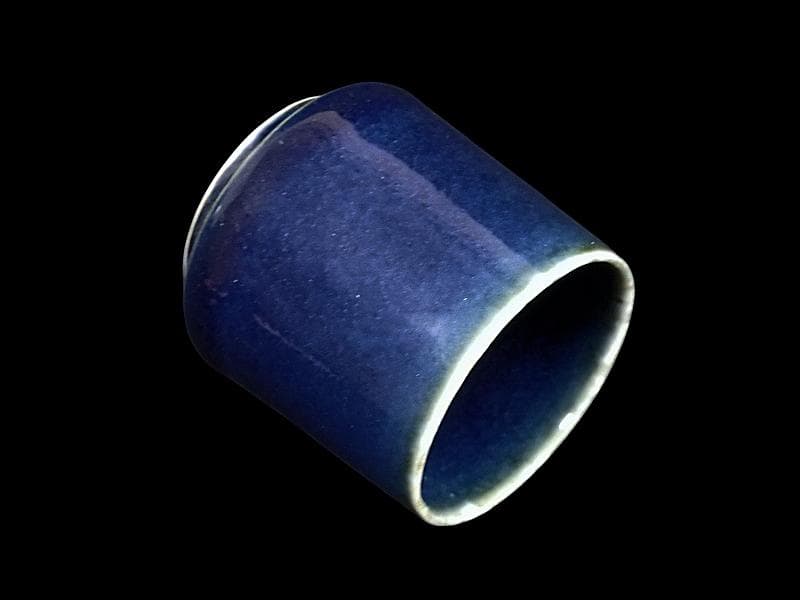 古伊万里　瑠璃色　のぞき　猪口　D312AS-CYk