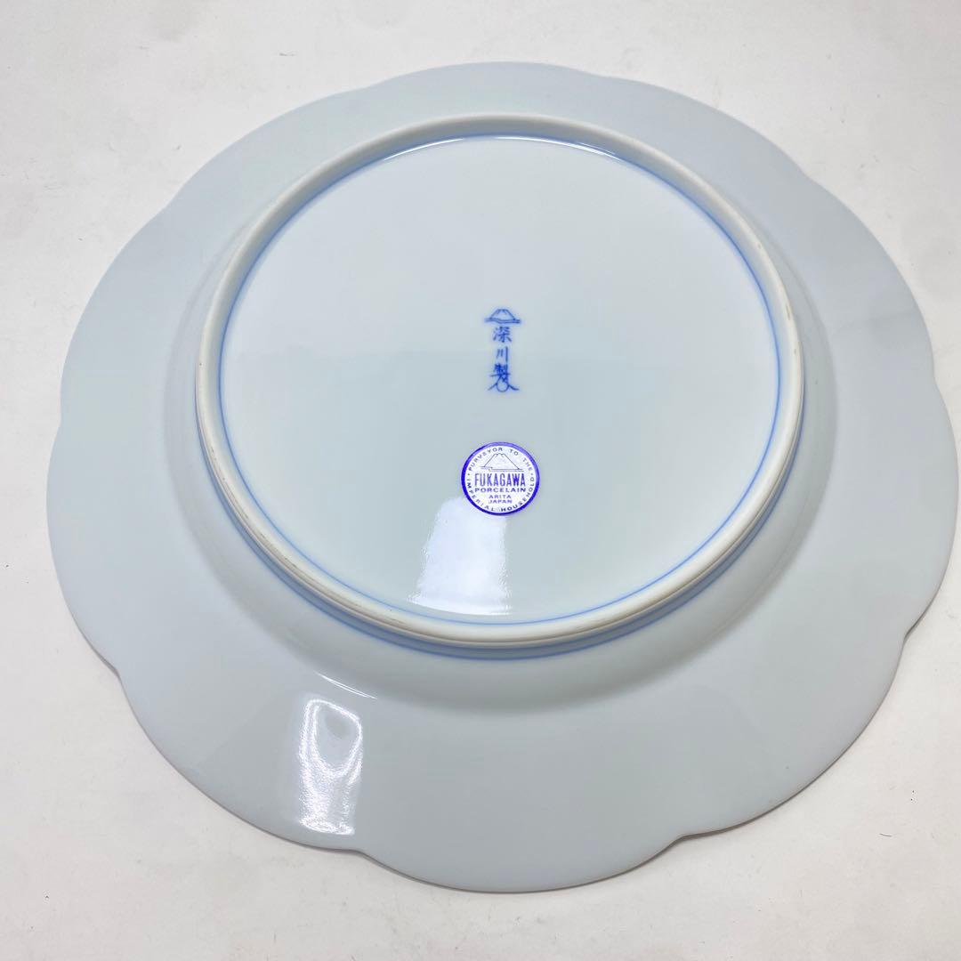 【未使用品】深川製磁 盛皿 花鳥外濃 ミート皿 共箱 深川謹製