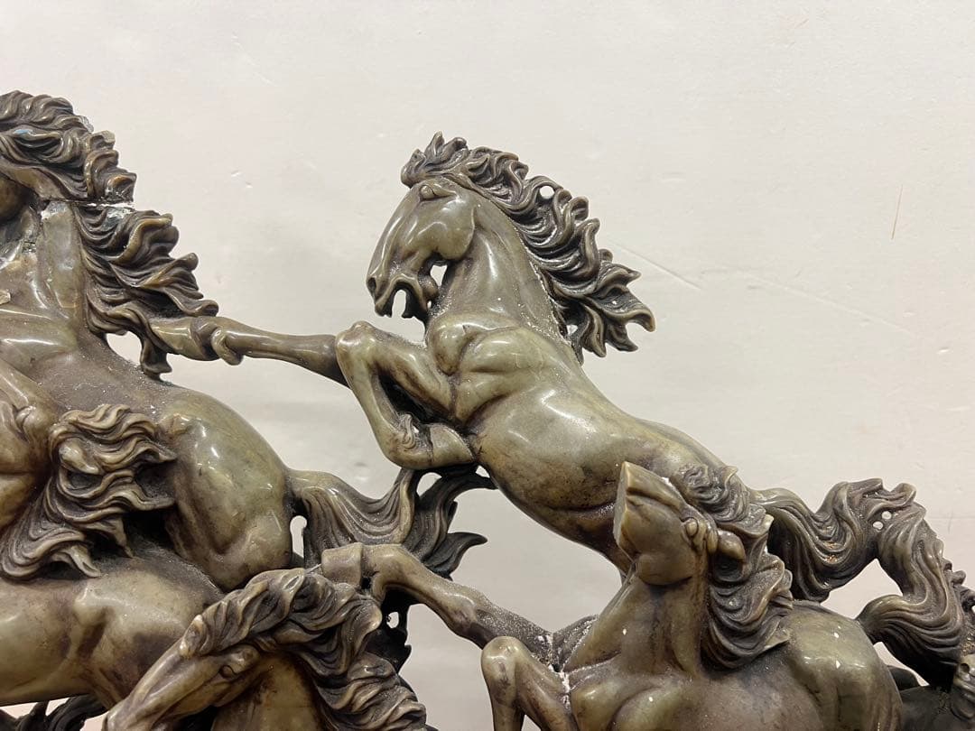 九頭馬　寿山石　置物　取引限定