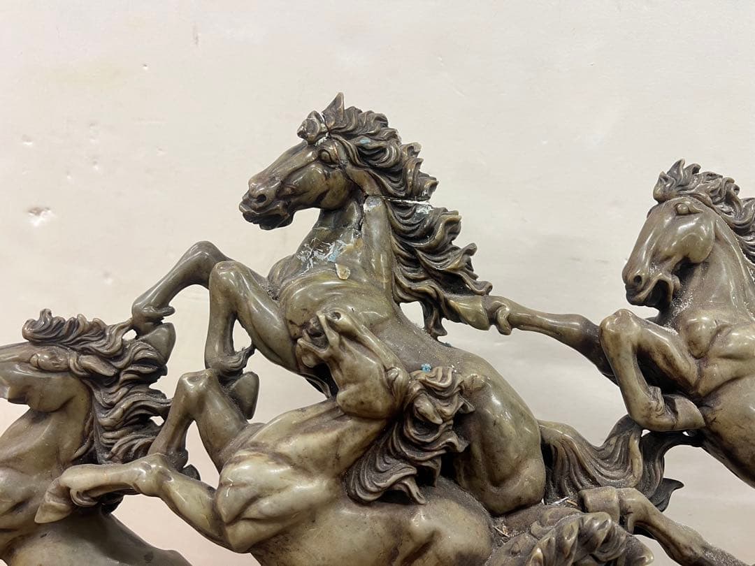 九頭馬　寿山石　置物　取引限定