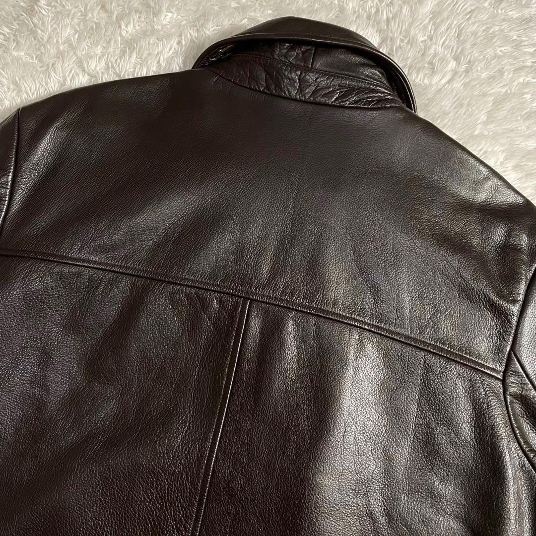 90s バナナリパブリック レザージャケット スウィングトップ 襟付き シボ