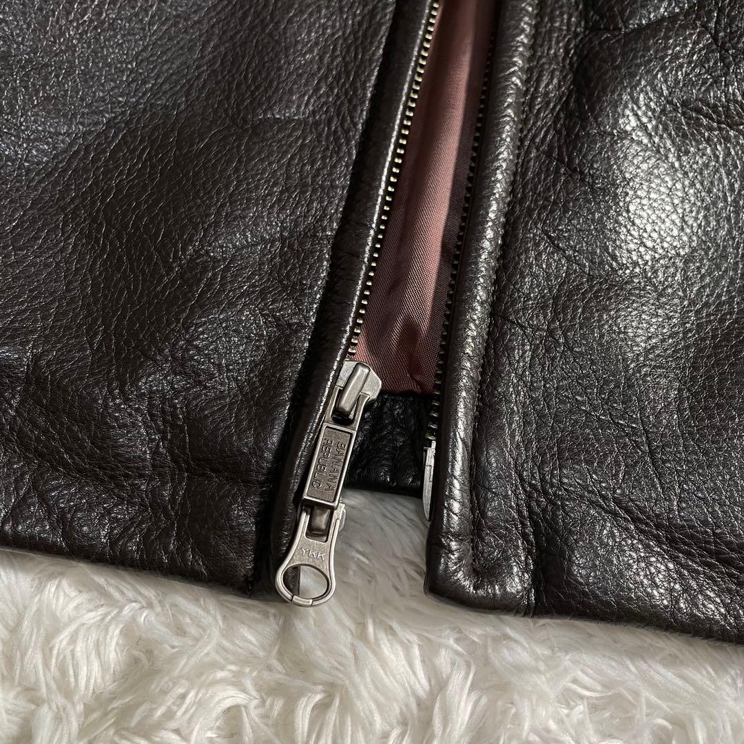 90s バナナリパブリック レザージャケット スウィングトップ 襟付き シボ