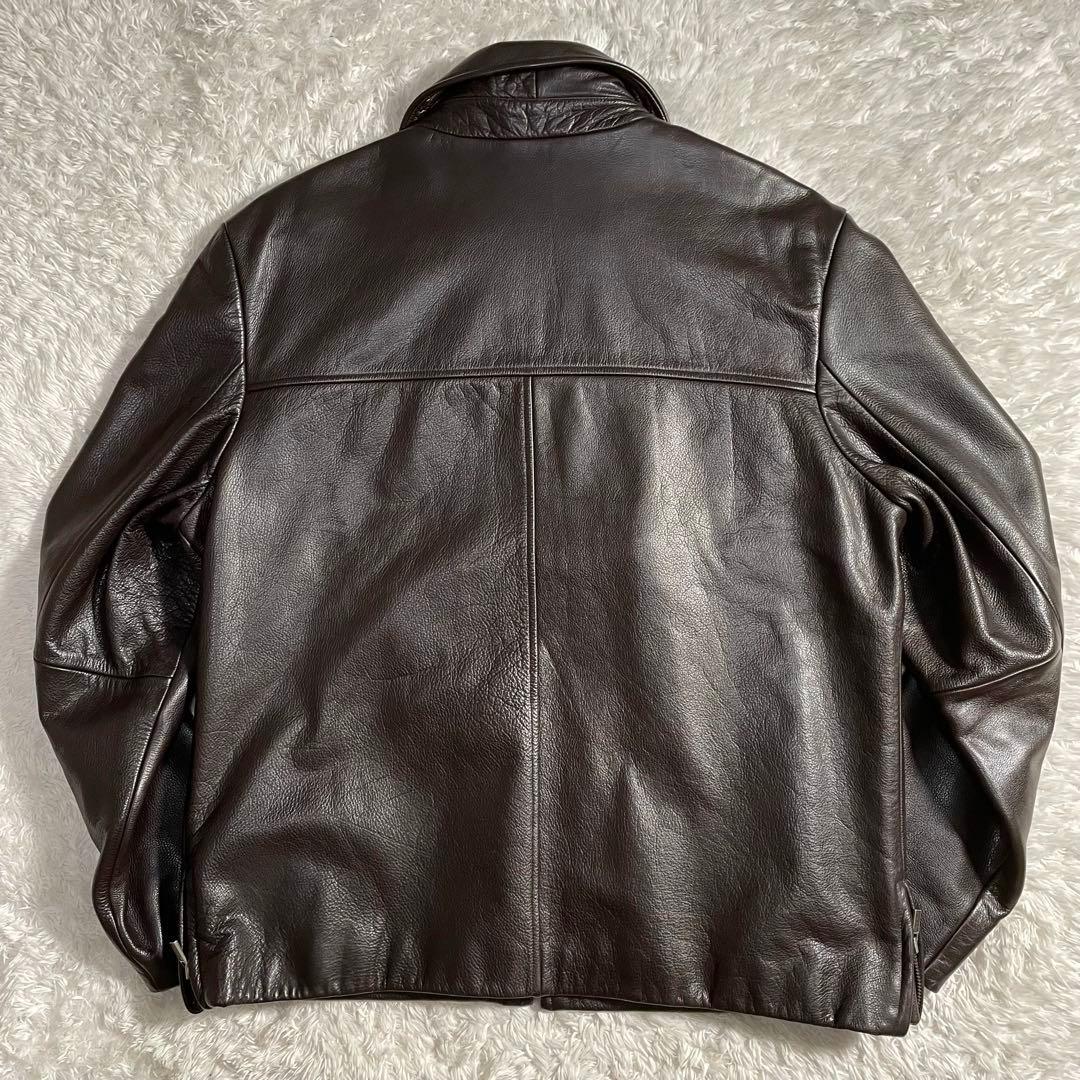 90s バナナリパブリック レザージャケット スウィングトップ 襟付き シボ