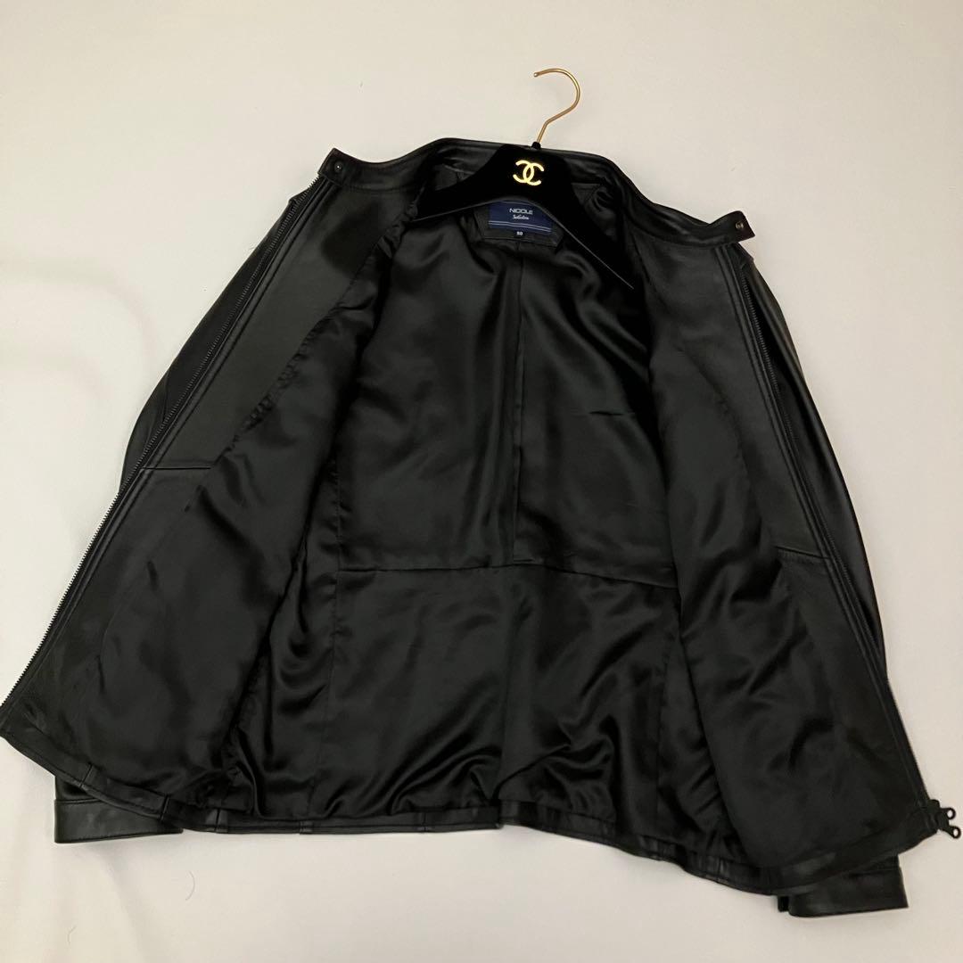 ✨美品　大きい✨ニコルセレクション　シングルライダース　ラムレザー　本革　メンズ
