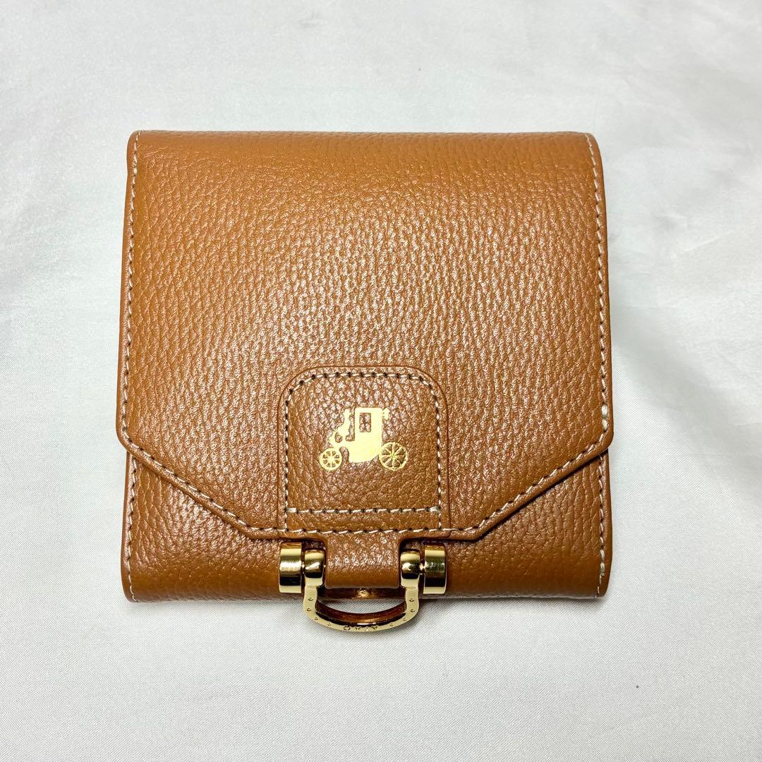 【極美品】　アタオ　ロトロ　二つ折り財布　コンパクトウォレット　馬車　シボ革