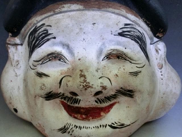 壁掛け■大国様 古い土物 七福神 土人形 大黒さん レリーフ 焼物 時代 骨董■