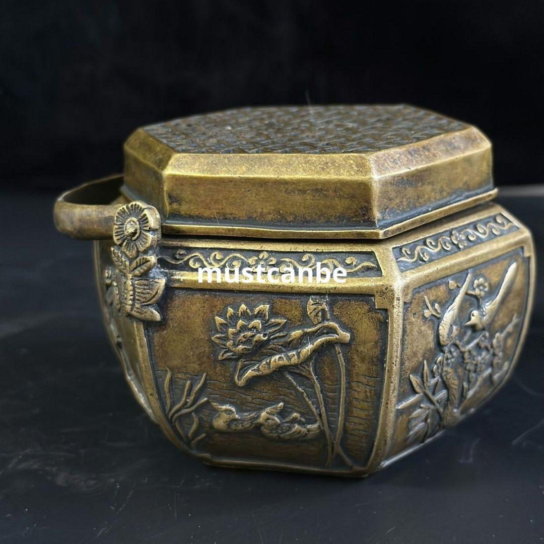 銅器 香炉 香薫炉 六角暖手炉 装飾品 工芸品 置物