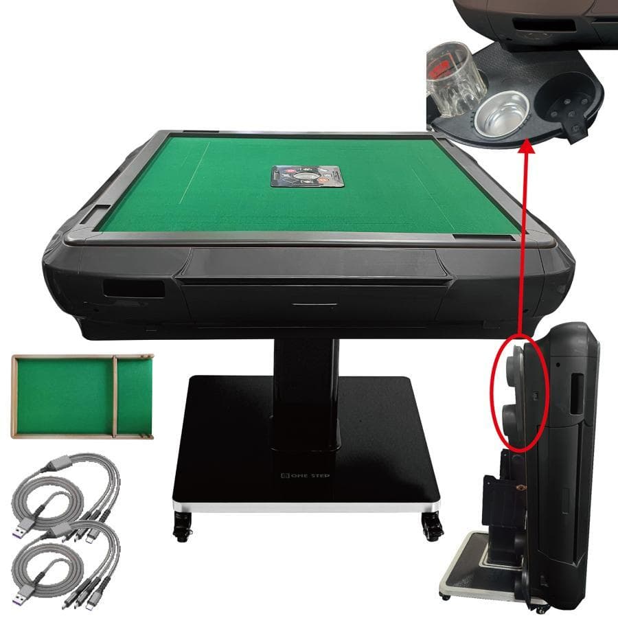 全自動麻雀卓 ガラス製脚 家庭用 折りたたみ 静音（マットブラック：28mm）