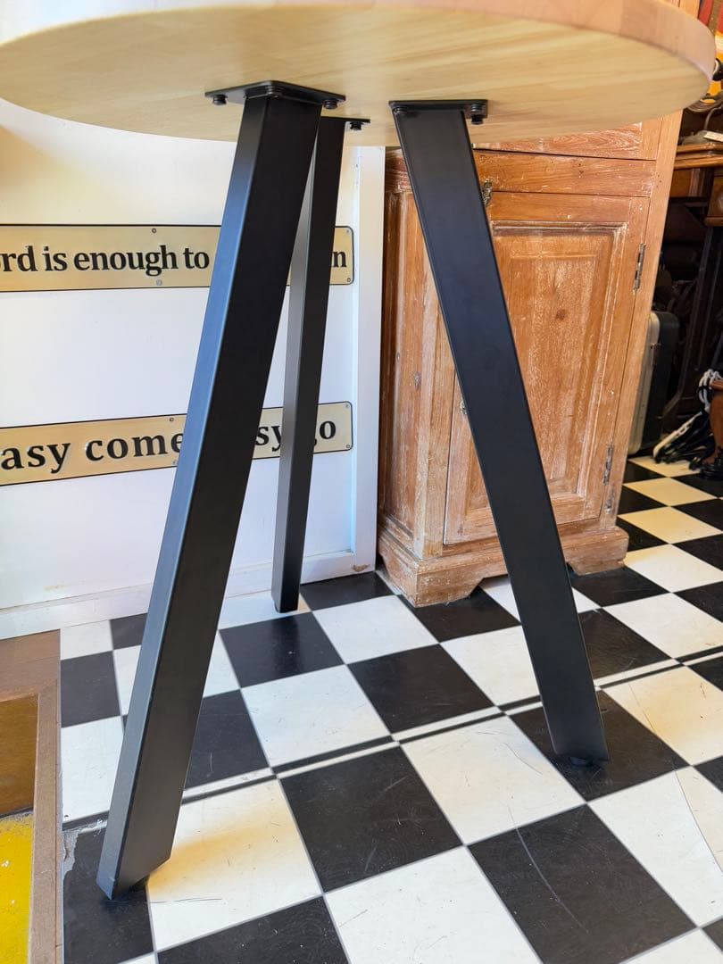 KANADEMONO ラウンドテーブル ラバーウッド 天然木 CAFETABLE