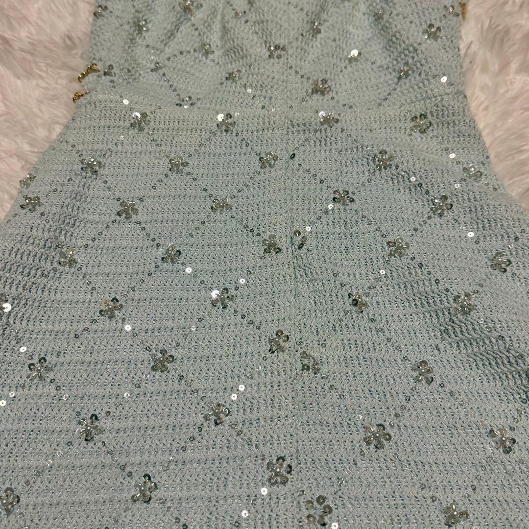 IRMA イルマ　水色 Sサイズ　ミニドレス　レース　ビジュー　Aライン