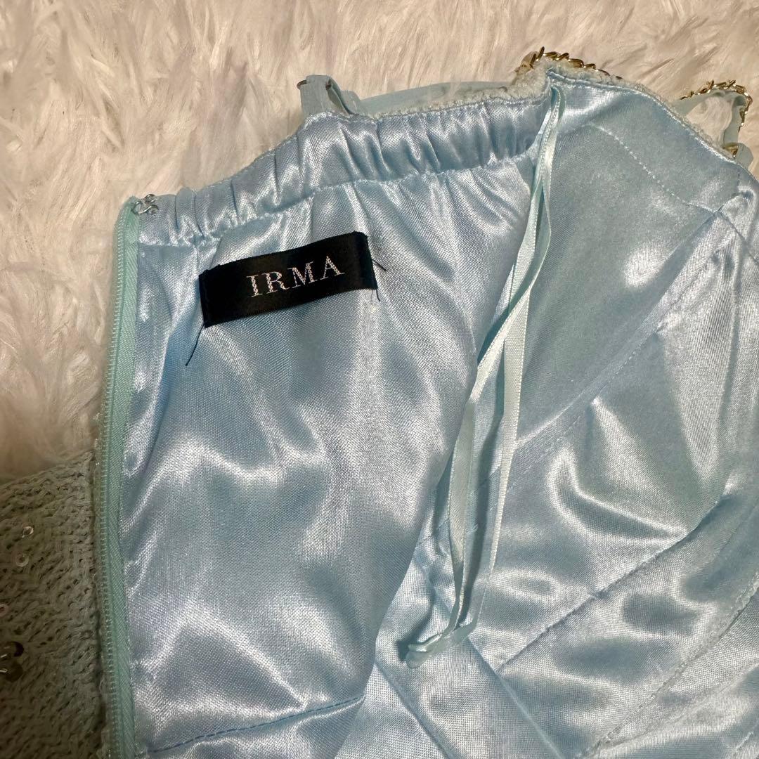 IRMA イルマ　水色 Sサイズ　ミニドレス　レース　ビジュー　Aライン