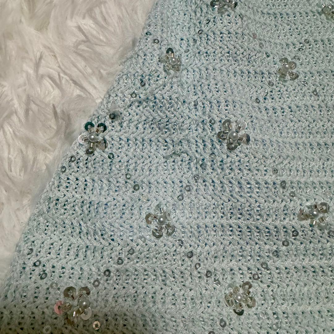 IRMA イルマ　水色 Sサイズ　ミニドレス　レース　ビジュー　Aライン