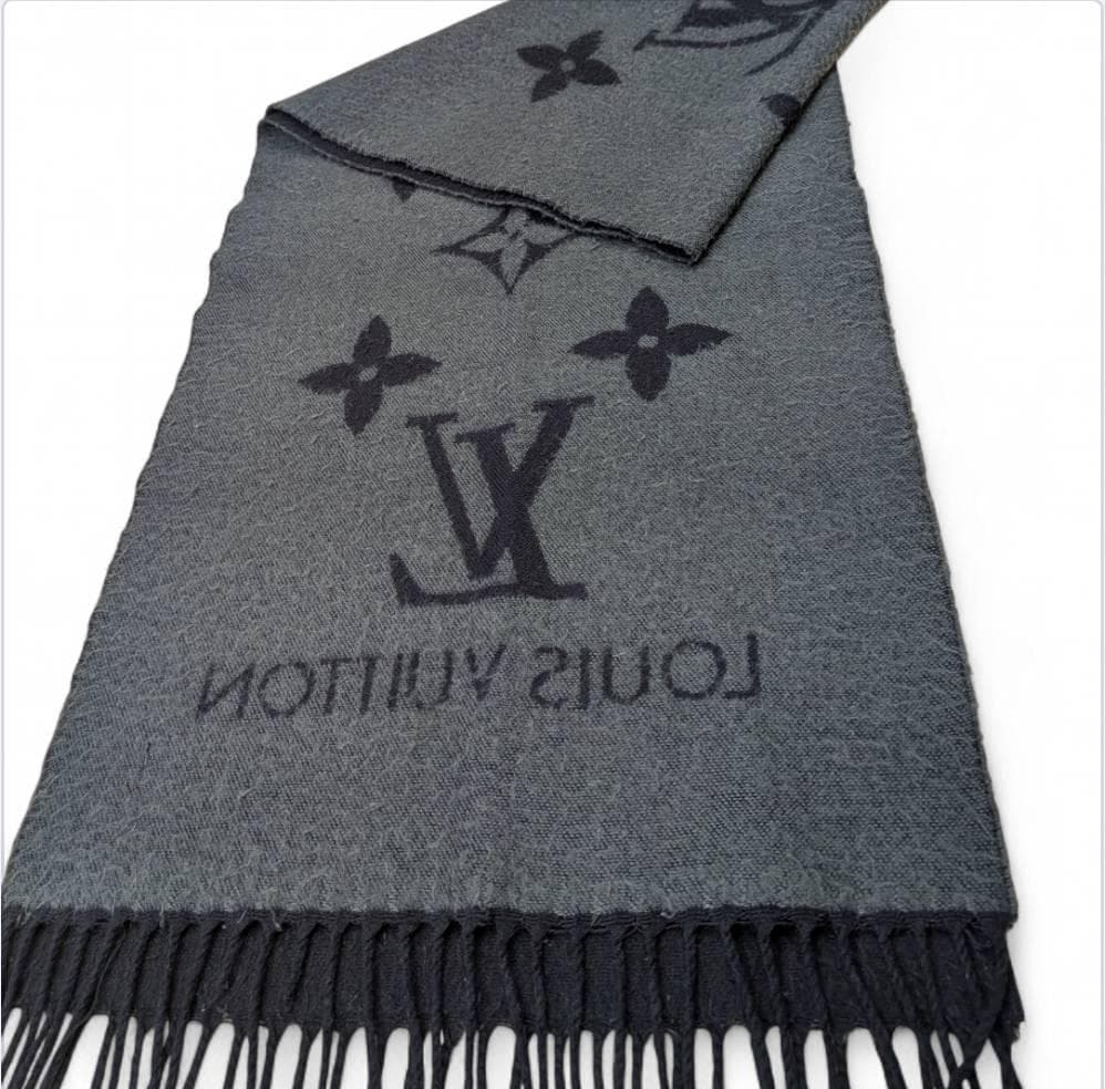 Louis Vuitton ルイヴィトン マフラー ブラック x グレー