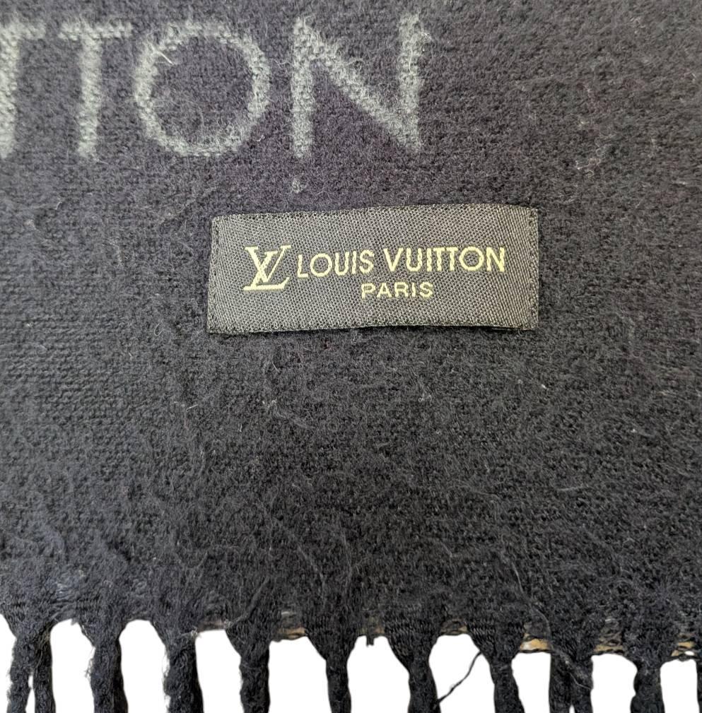 Louis Vuitton ルイヴィトン マフラー ブラック x グレー