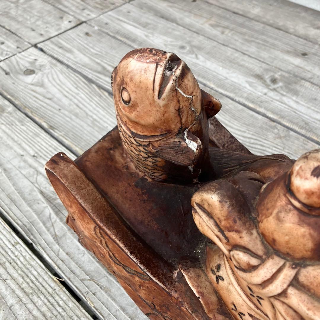 昭和レトロ 精密彫刻 大型 七福神 龍の船 宝船 縁起物 開運 置物 オブジェ