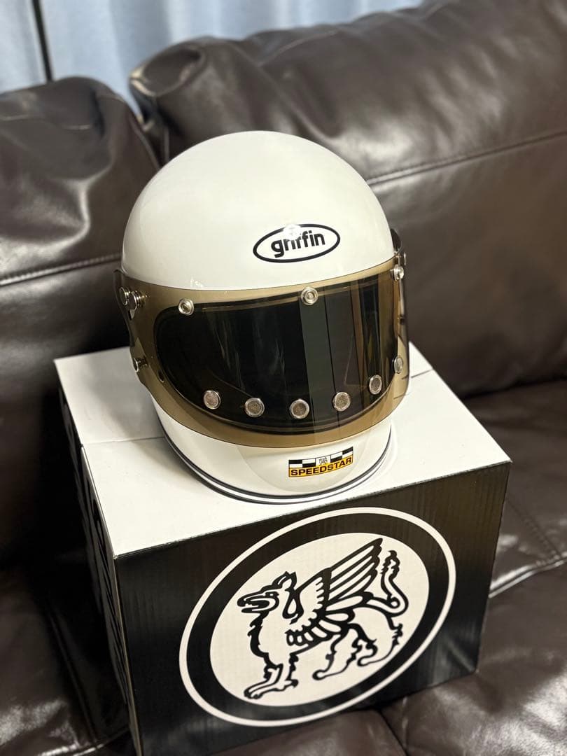 griffin フルフェイスヘルメット ホワイト、シールド付き
