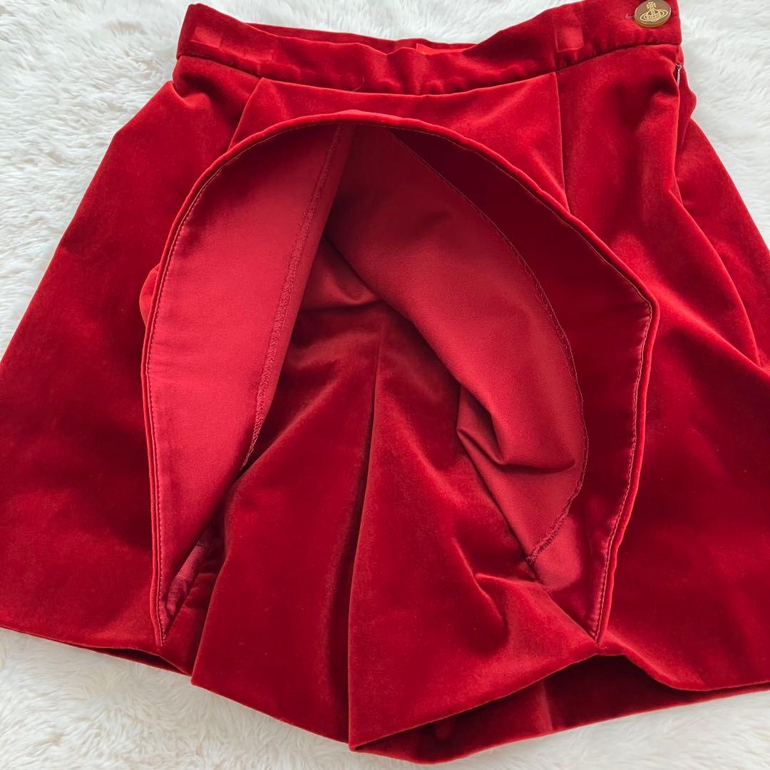 【美品】 ヴィヴィアンウエストウッド ベロア キュロット オーブ釦 40 レッド