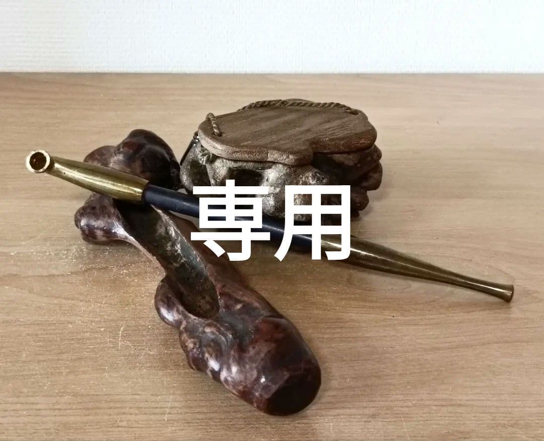 【提物】煙管 煙草入れ 煙草入れ 骨董 喫煙具 時代物　木製提物