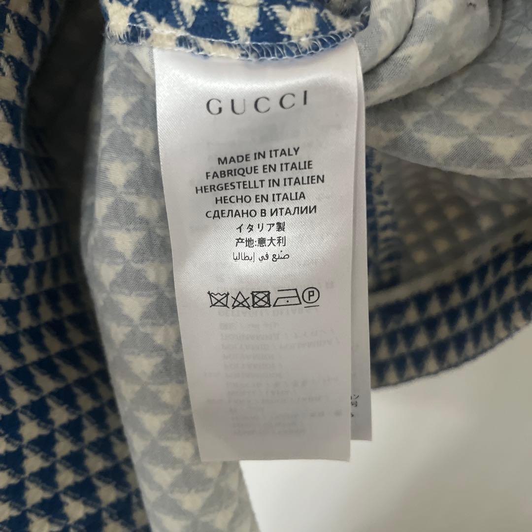 GUCCI 青と白のチェック柄スカート