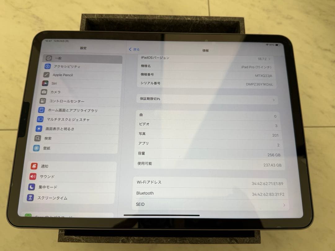 iPad Pro 11インチ　第一世代　256GB Wi-Fiモデル　Apple