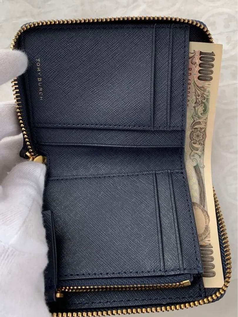 ◼️新品未使用◼️紺◼️トリーバーチ折財布◼️EMERSON MEDIUM WALLET