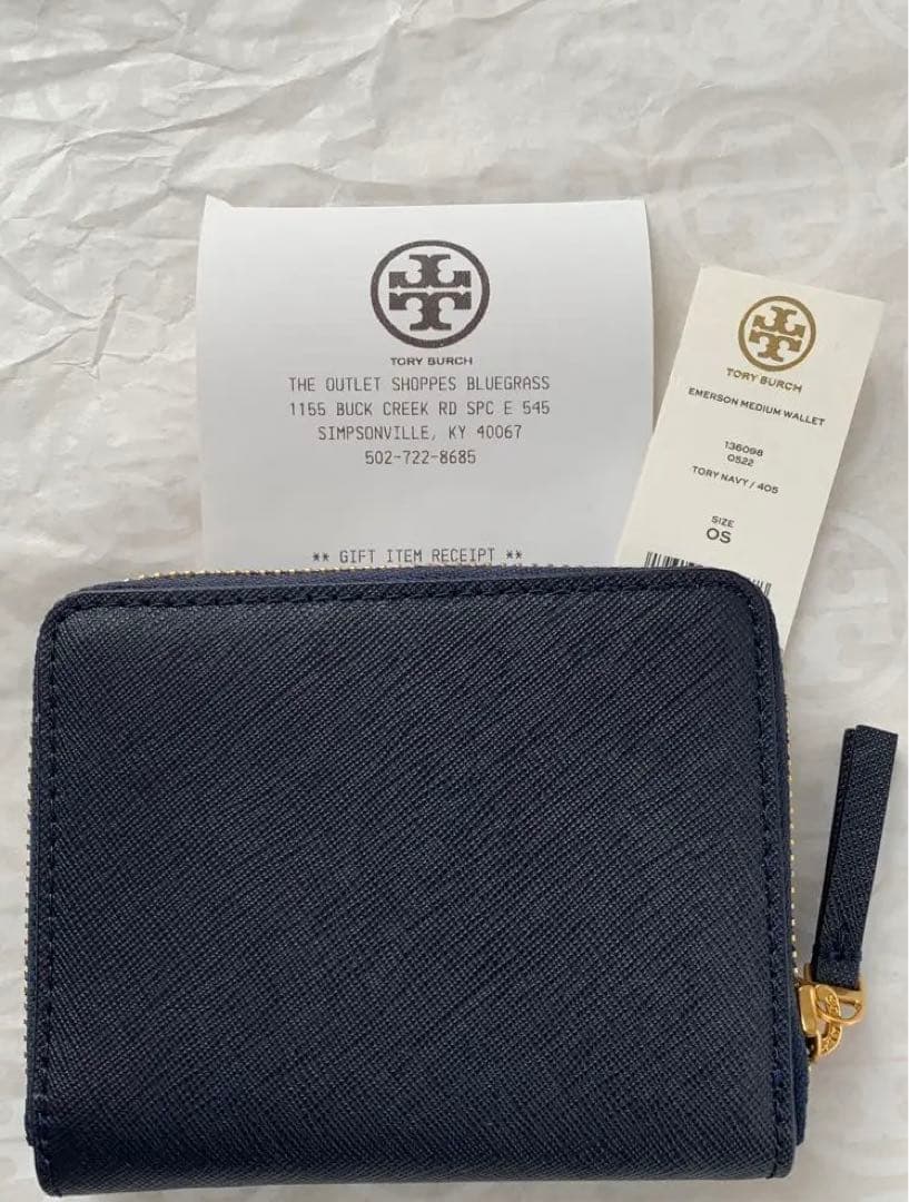 ◼️新品未使用◼️紺◼️トリーバーチ折財布◼️EMERSON MEDIUM WALLET