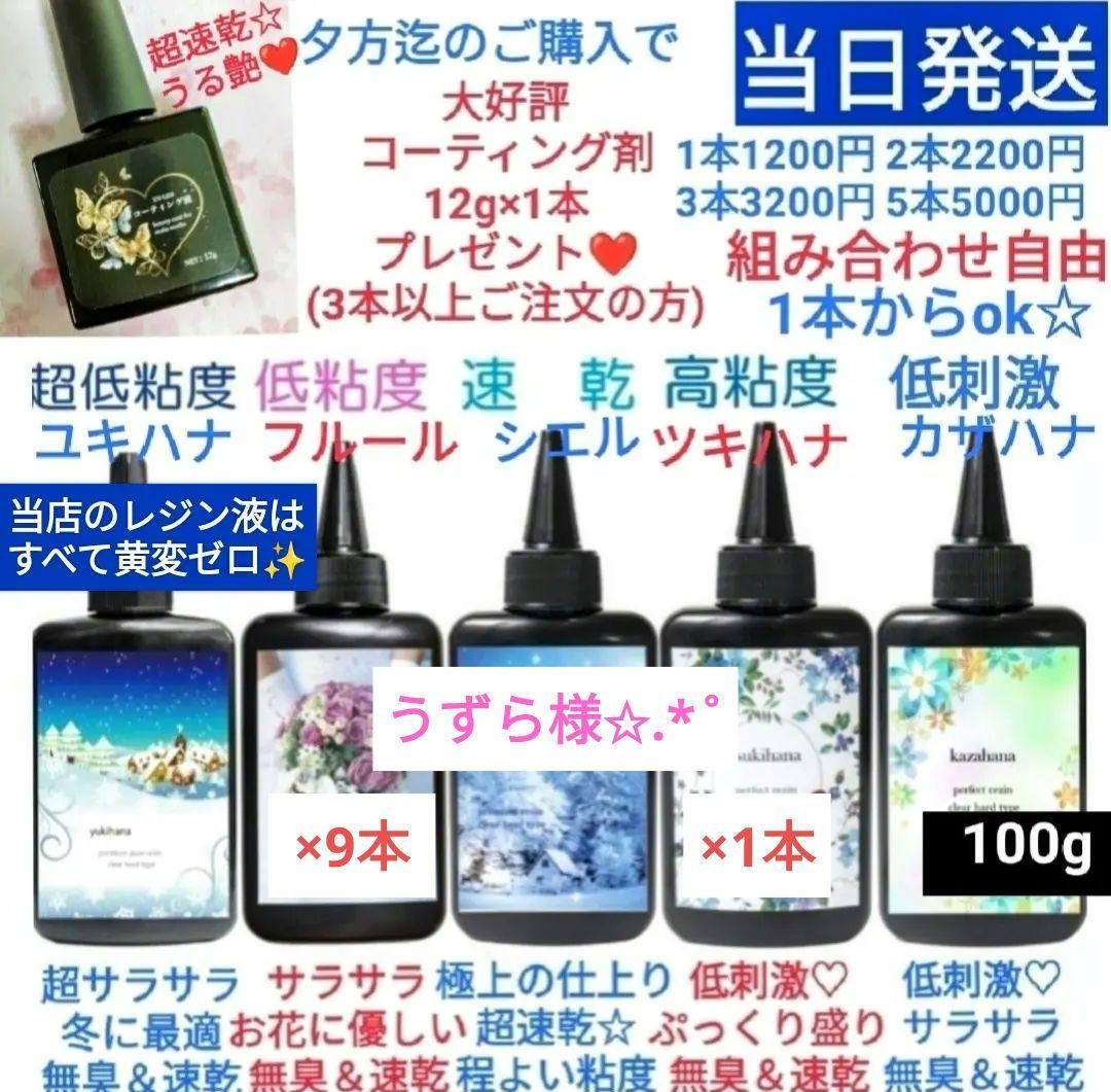 専用レジン液 フルール9本、ツキハナ1本、コーティング剤つき✩.*˚