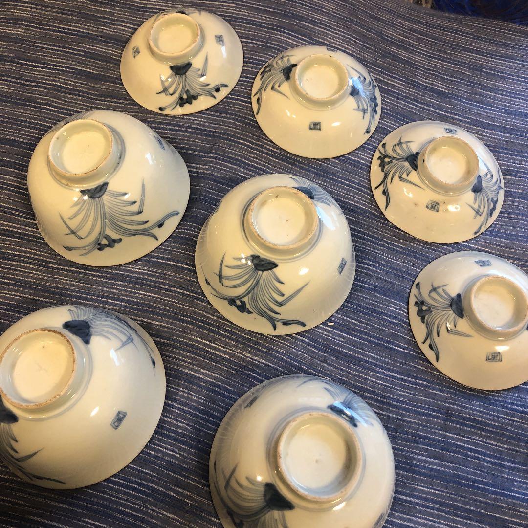 江戸後期手書き蓋付茶碗セット