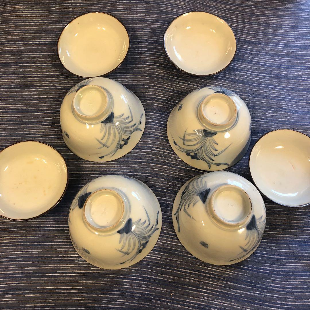 江戸後期手書き蓋付茶碗セット