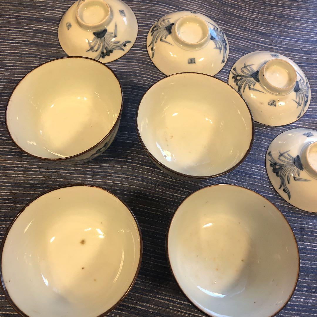 江戸後期手書き蓋付茶碗セット