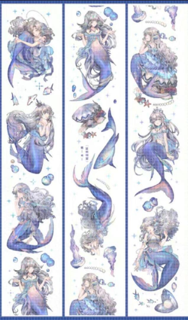 墨魚様SET ★ 海外 マスキングテープ マステ PET 装飾 人物 镭射银