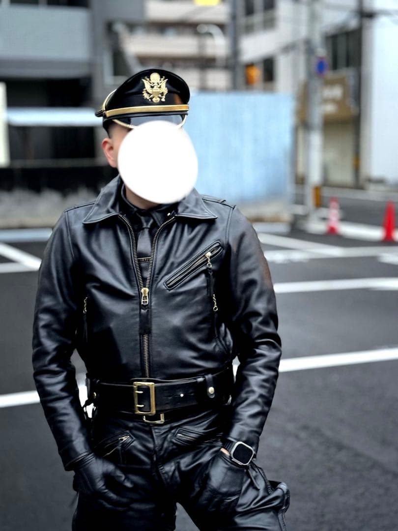 よ*じ様 上質牛革 ハーレーダビッドソン ポリスマン レザージャケット シングル