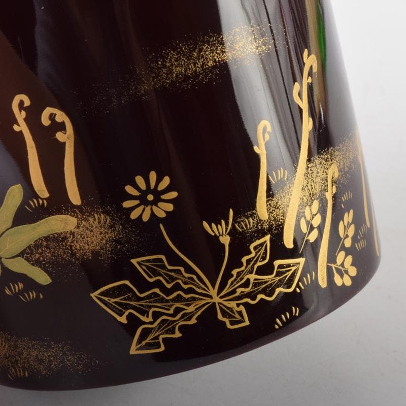 茶道具　輪島塗　元岡清斉作　春草蒔絵　金輪寺棗　共箱　V　7203