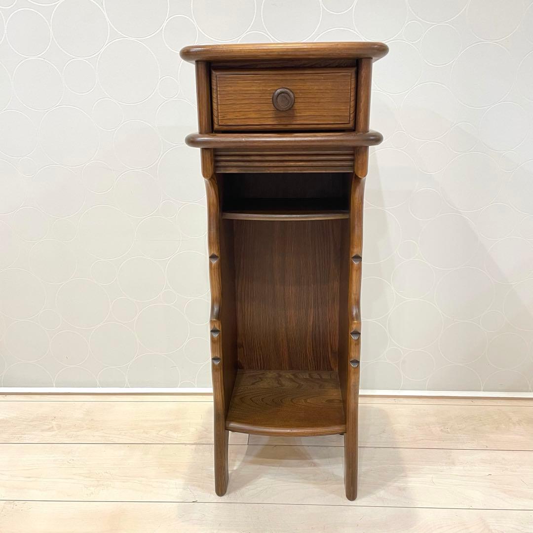 【希少】オールドカリモク 電話台 アンティーク スリムラック サイドチェスト