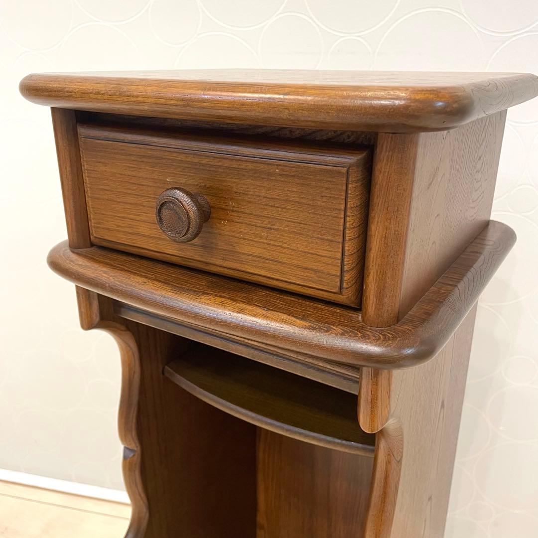 【希少】オールドカリモク 電話台 アンティーク スリムラック サイドチェスト