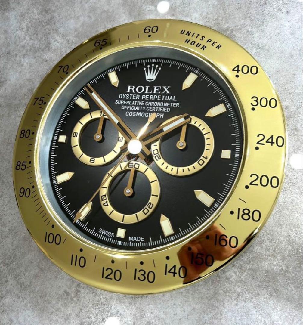 海外販促品 ROLEX コスモグラフ　デイトナ　大型掛け時計　ゴールド/ブラック
