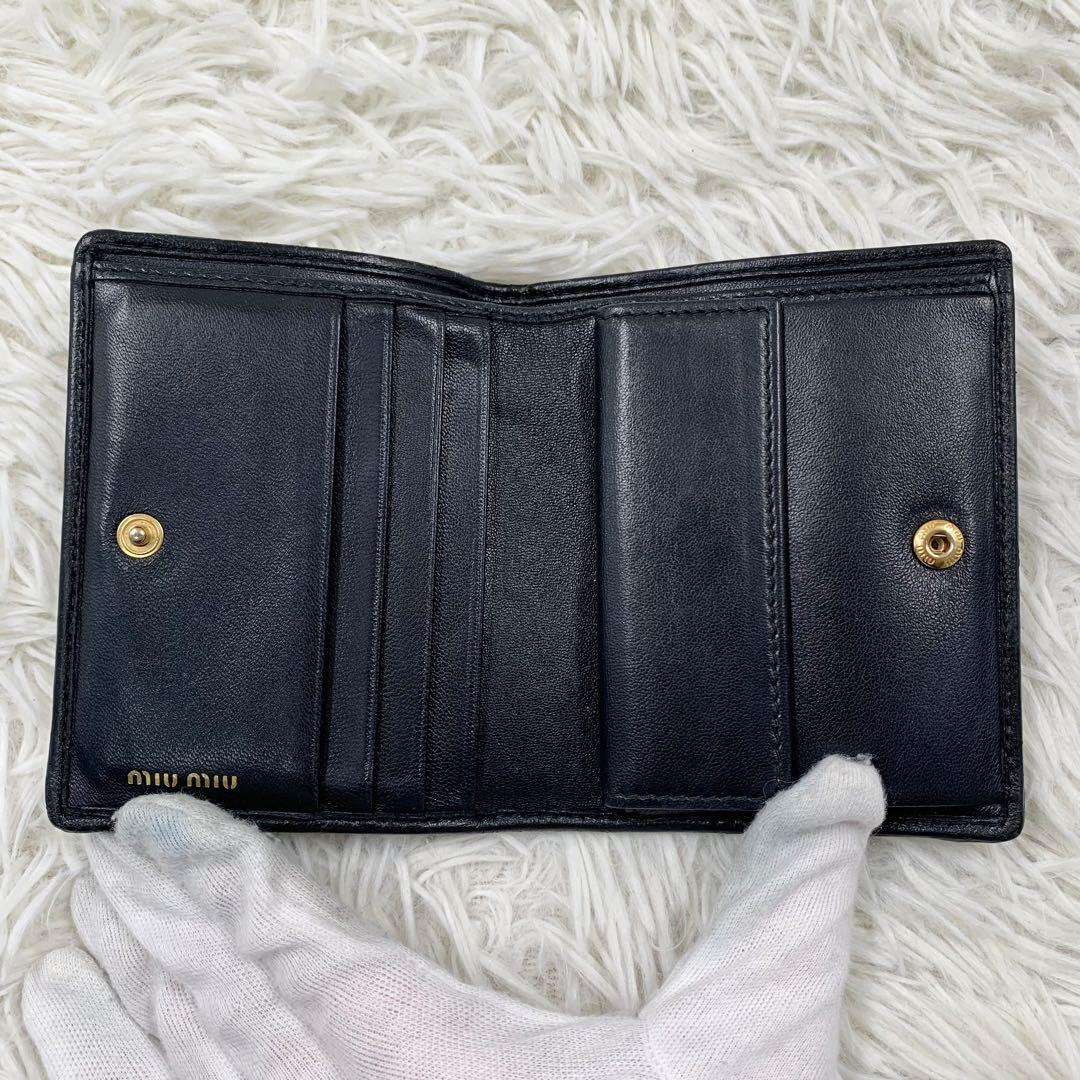 【✨美品✨】ミュウミュウ 二つ折り財布 マテラッセ クリスタル ブラック