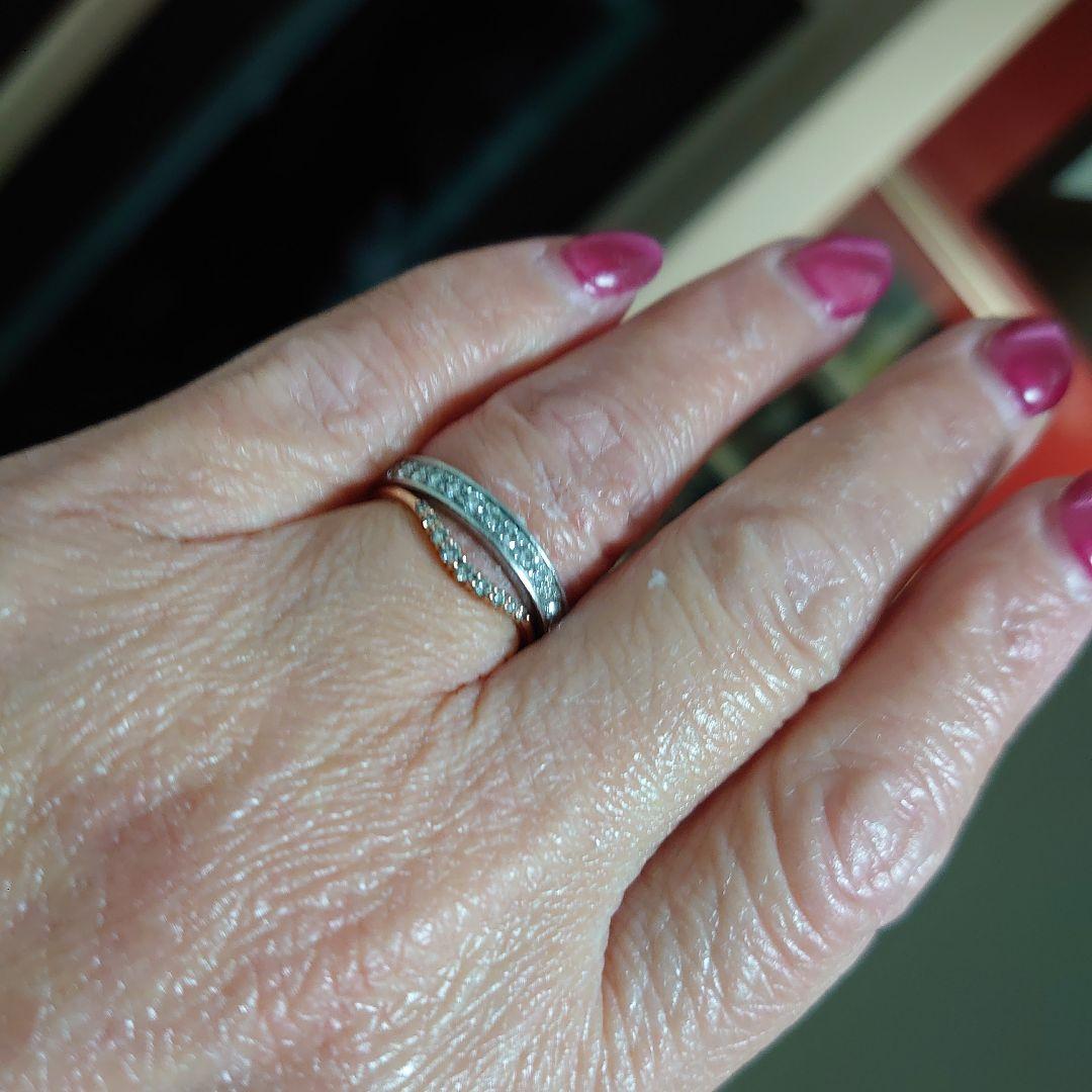 ピンクゴールドK10 V字型リング