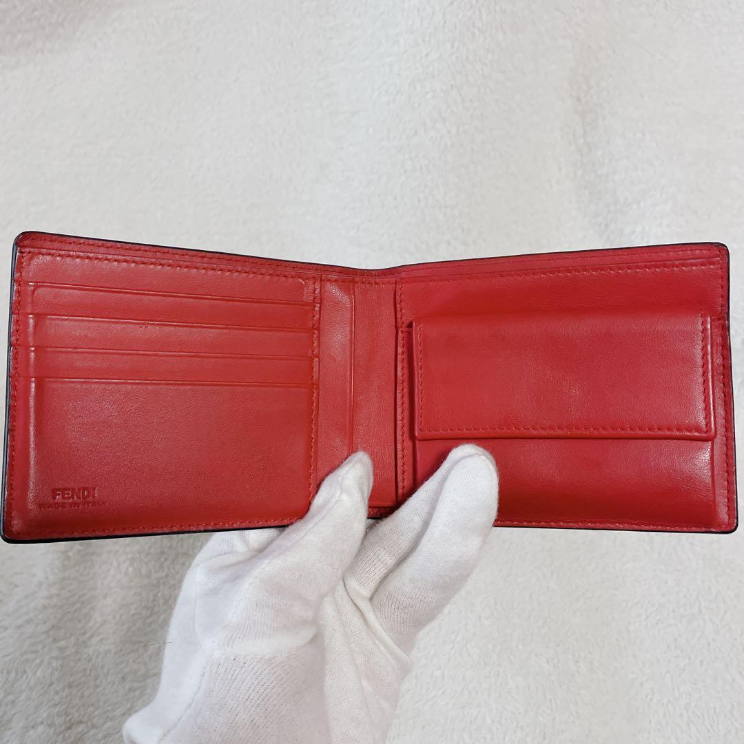 FENDI 二つ折り財布　フェンディ モンスター　バグズアイ折り財布　ウォレット