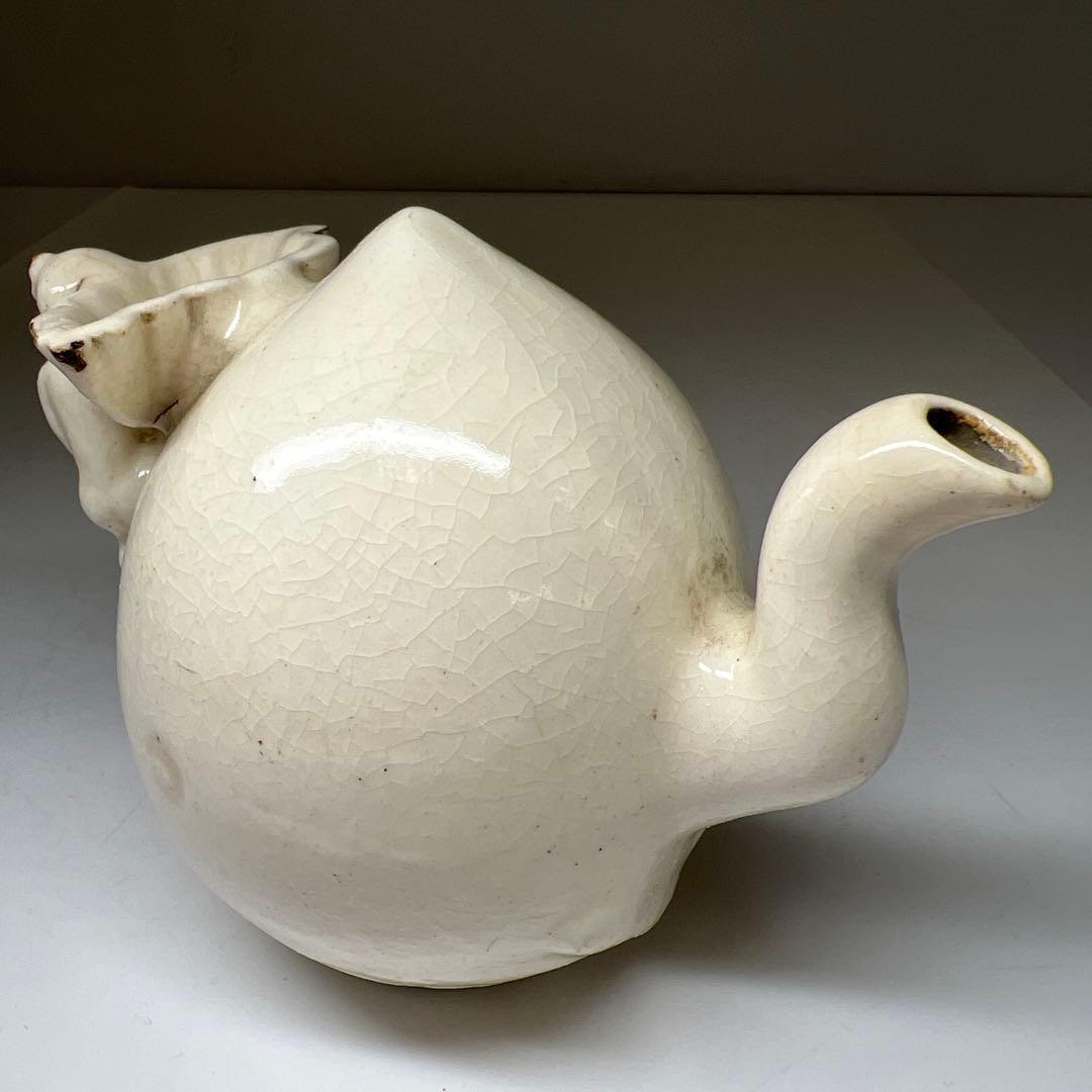 朝鮮美術　李朝桃形水注　鑑定箱付　幅約12㎝　東Y7-0609⭐︎2Fトコチ