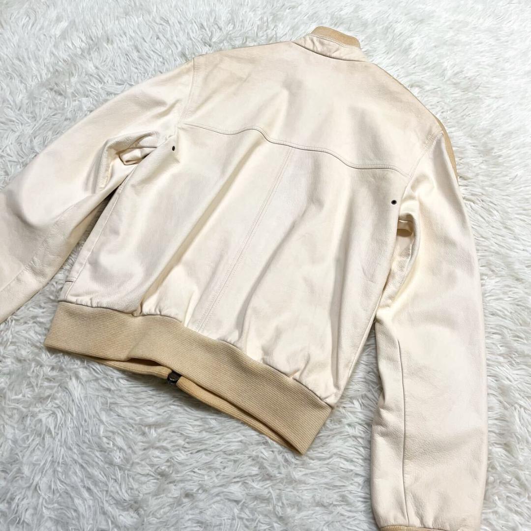 希少色 エンポリオアルマーニ レザージャケット 切替 黒タグ ダブルジップ