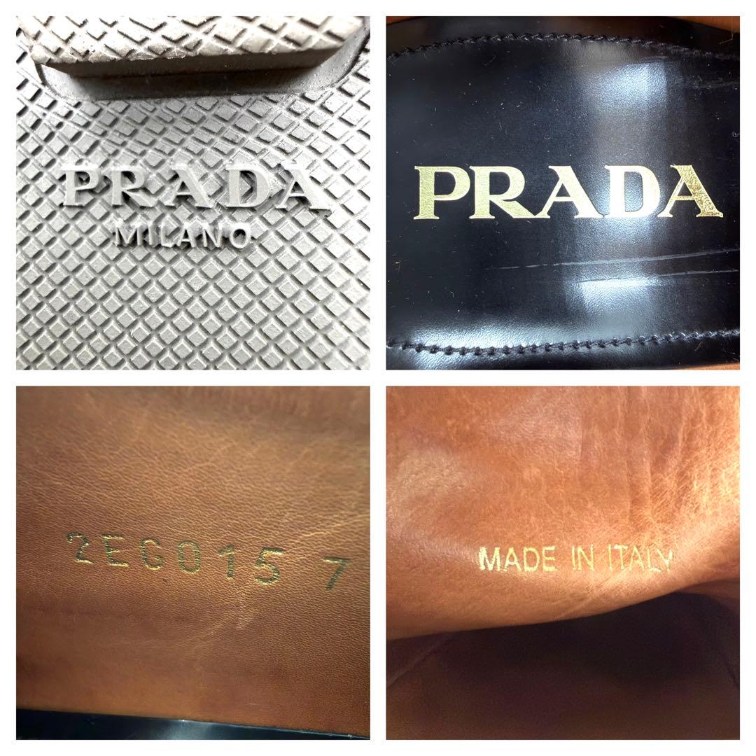 超美品　PRADA ブラック　レザー　ドレスシューズ　ウィングチップ　26㎝