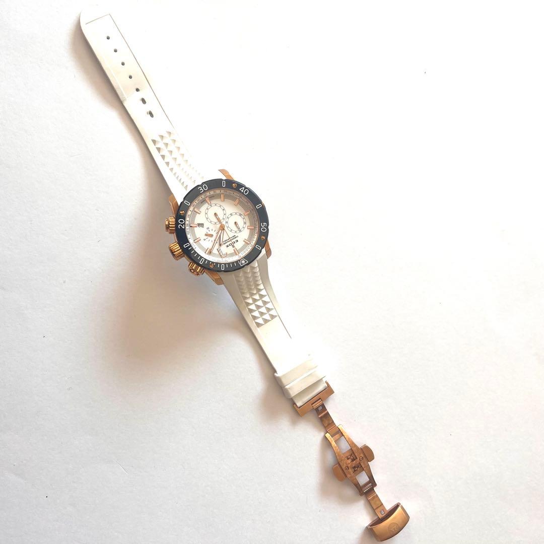 【100本限定】EDOX クロノオフショア1 クロノグラフメンズ クォーツ 白
