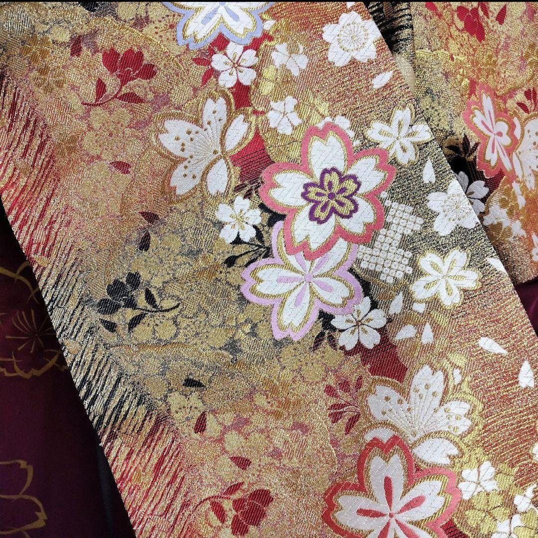 新品未使用！振袖フルセット(7点)・成人式・古典柄・金彩加工・色紙花鞠文・正絹