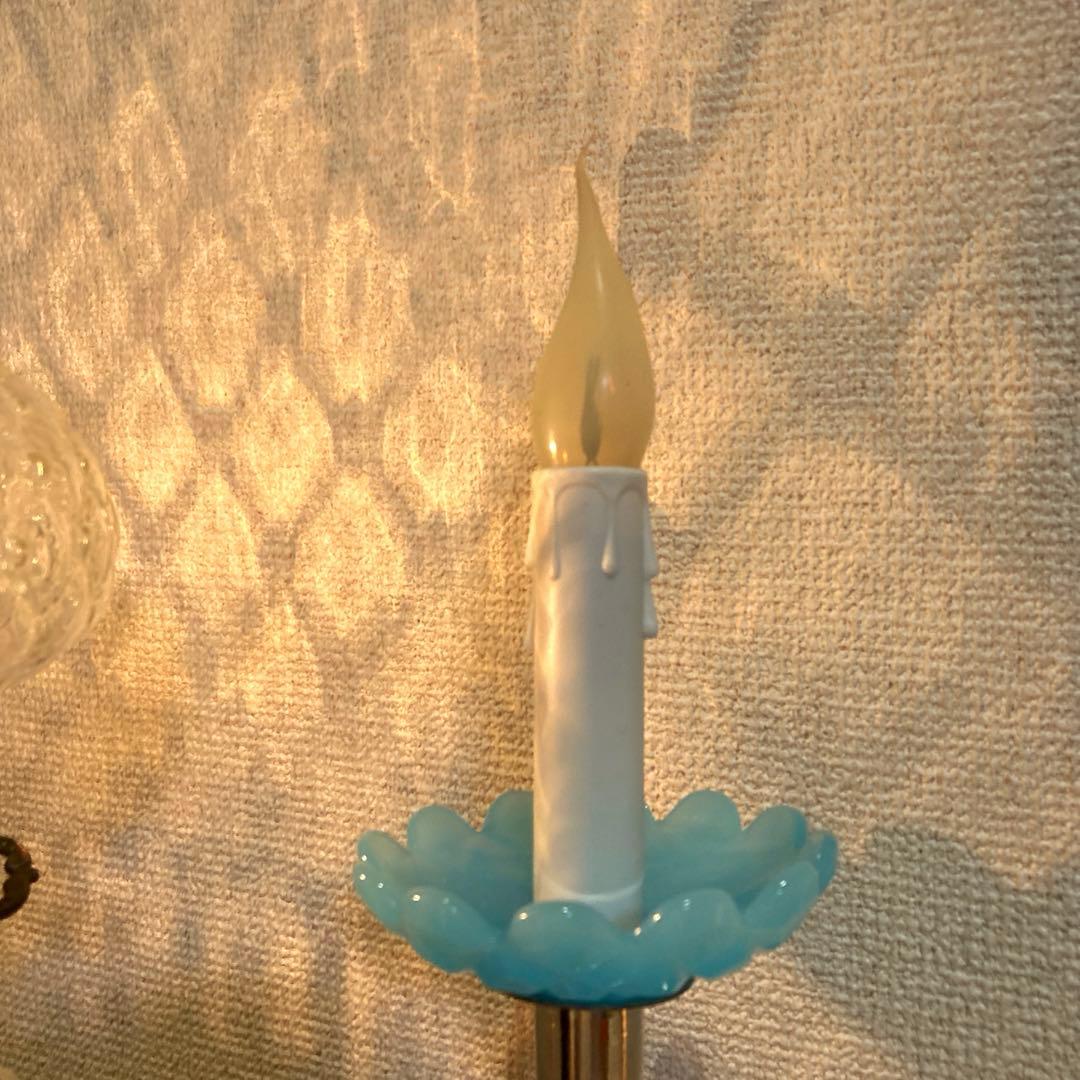 オールドバカラ　ミニシャンデリア　（刻印入）　ブルーオパールセント　フランス