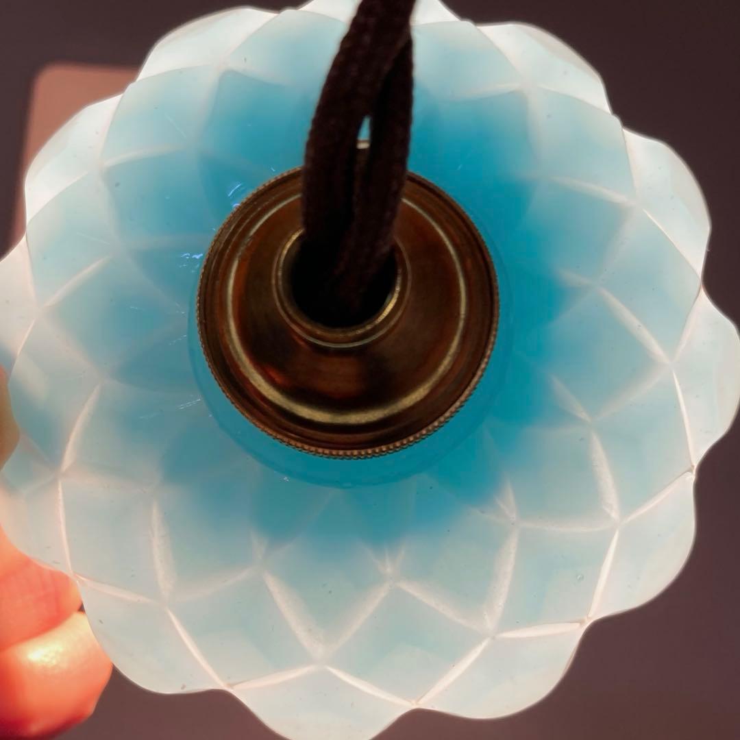 オールドバカラ　ミニシャンデリア　（刻印入）　ブルーオパールセント　フランス