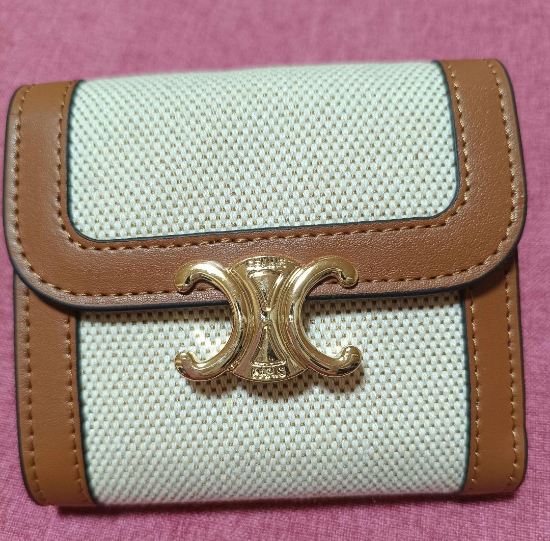 新品未使用 並輸CELINE 三つ折り財布 トリオンフ キャンバス ブラウン