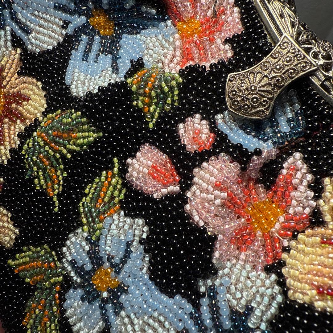 ビーズバッグ 花柄