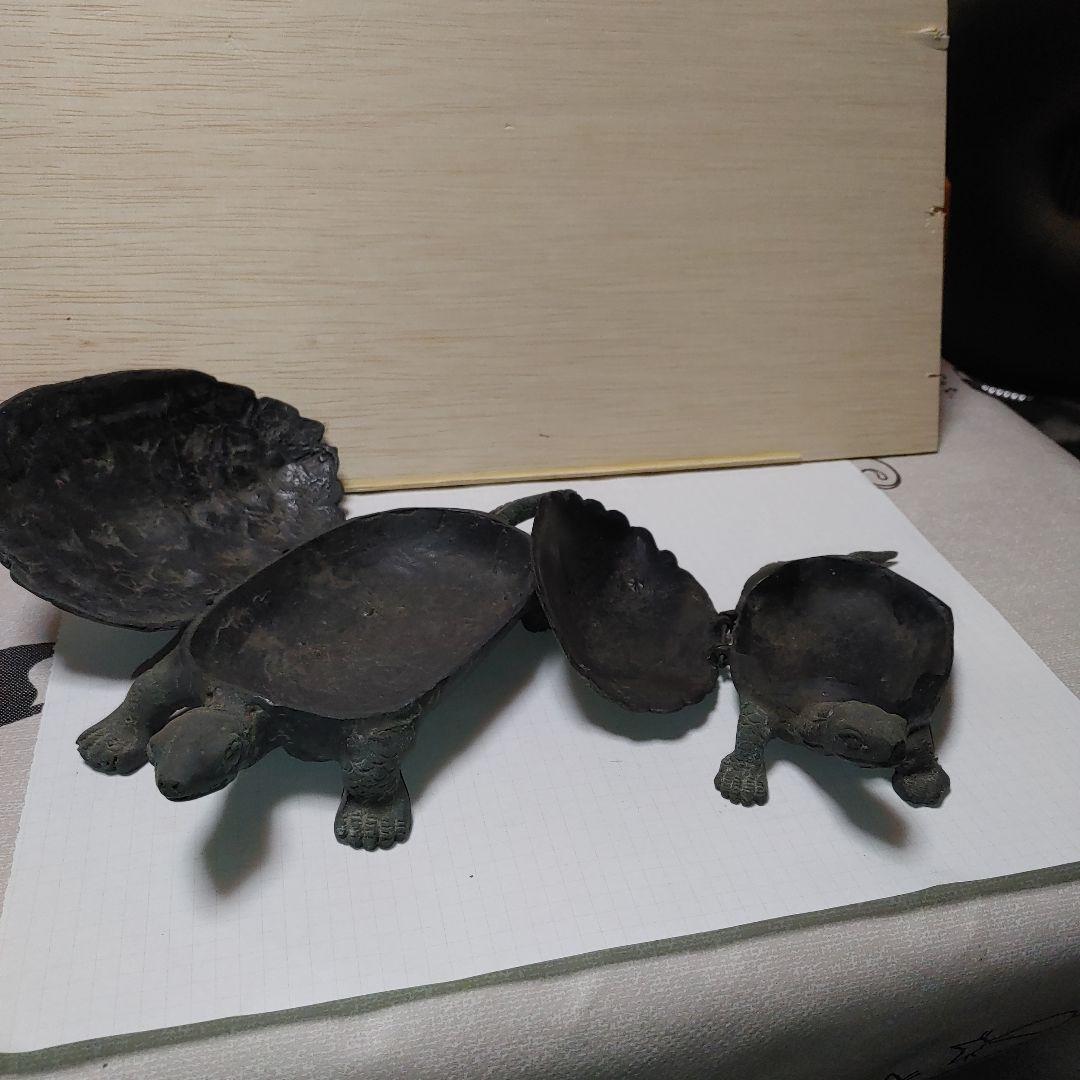 金属製亀の形の置物 2点セット