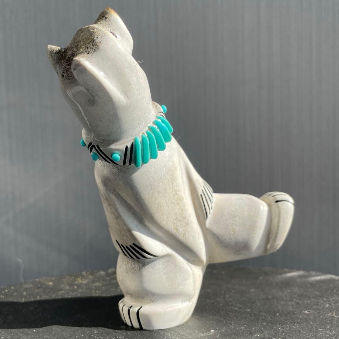 新品　ズニ族　Zuni インディアンジュエリー　フェティッシュ　クマ　シロクマ